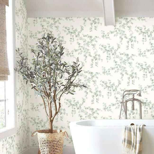 Creeping Fig Vine Sage Wallpaper - York Wallcoverings - FH4037