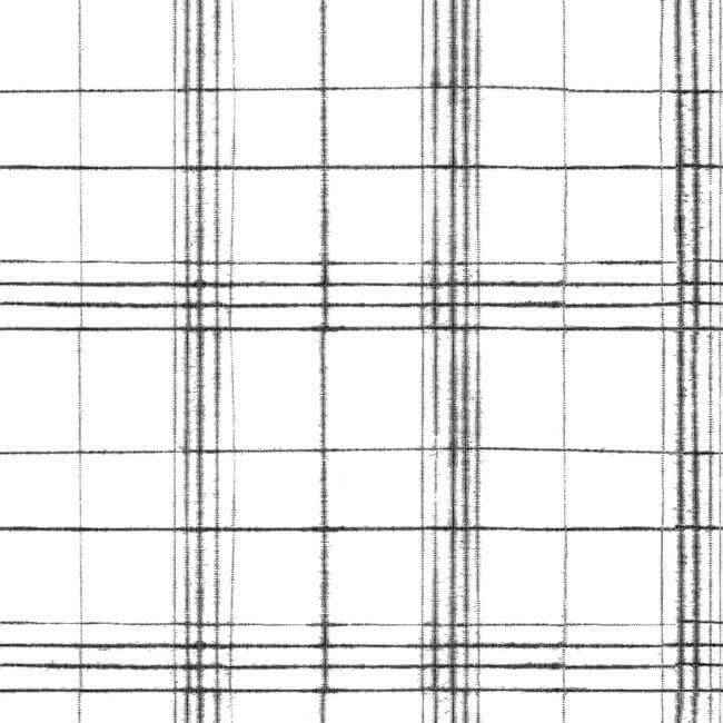 Farmhouse Plaid Black & White Wallpaper - York Wallcoverings - FH4016 - York Wallcoverings Wallpaper