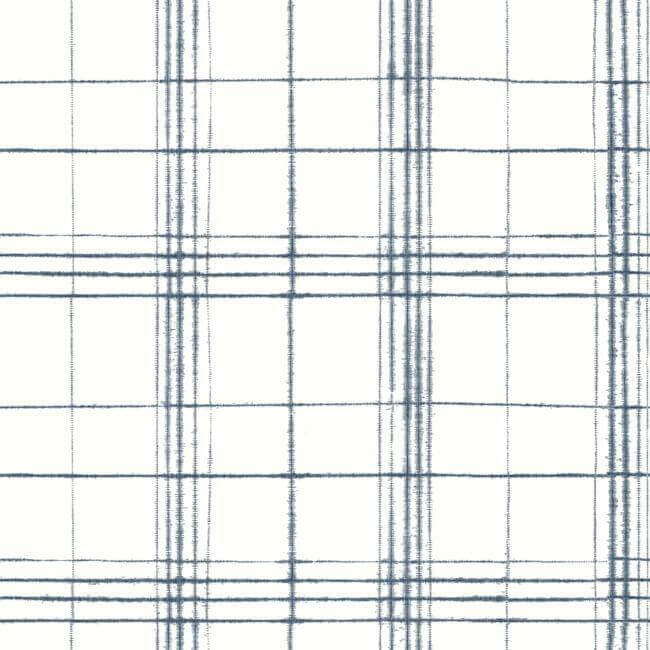 farmhouse-plaid-navy-white-wallpaper-york-wallcoverings-fh4017 - York Wallcoverings Wallpaper