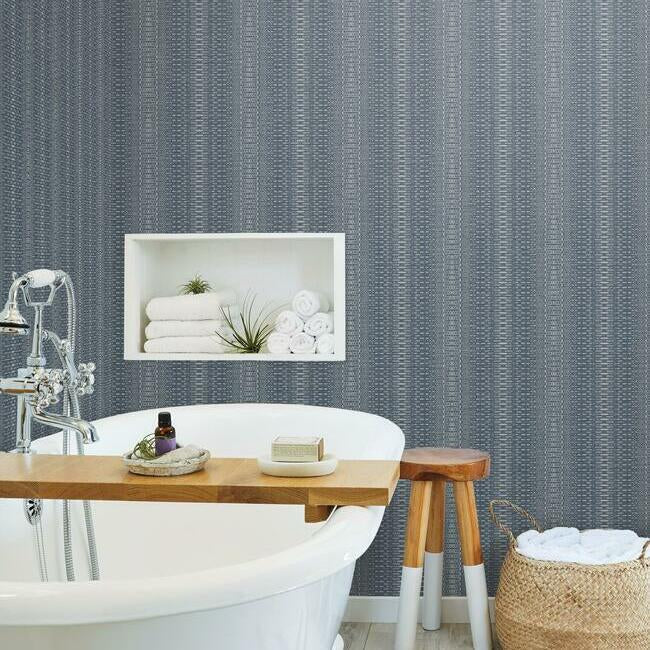 market-stripe-wallpaper-navy-york-wallcoverings-fh4011 - York Wallcoverings Wallpaper