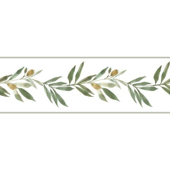 olive-branch-wallpaper-border-green-york-wallcoverings-fh4099bd - York Wallcoverings Wallpaper