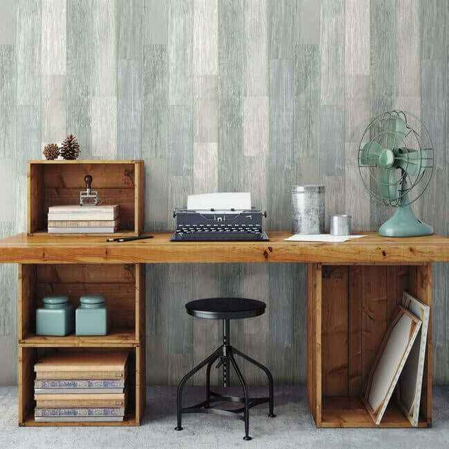 Pallet Board Blue Wallpaper - York Wallcoverings - FH4002 - York Wallcoverings Wallpaper