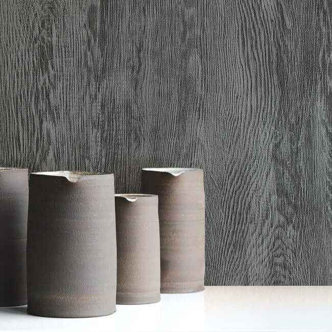 Quarter Sawn Wood Wallpaper Black - York Wallcoverings - FH4055 - York Wallcoverings Wallpaper