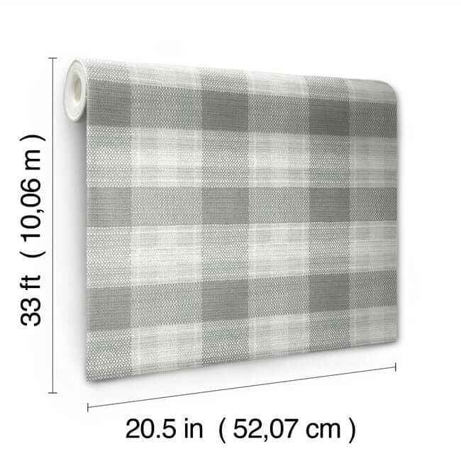 Woven Buffalo Check Wallpaper Grey - York Wallcoverings - FH4081 - York Wallcoverings Wallpaper