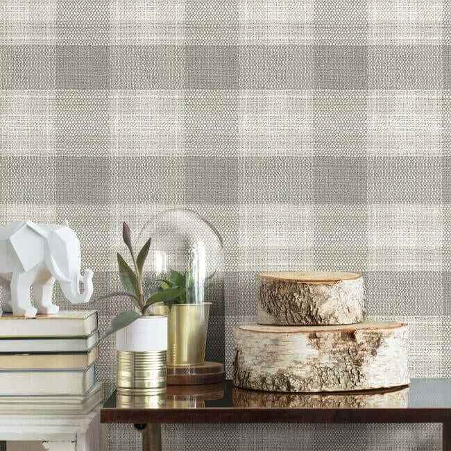 Woven Buffalo Check Wallpaper Linen - York Wallcoverings - FH4083 - York Wallcoverings Wallpaper