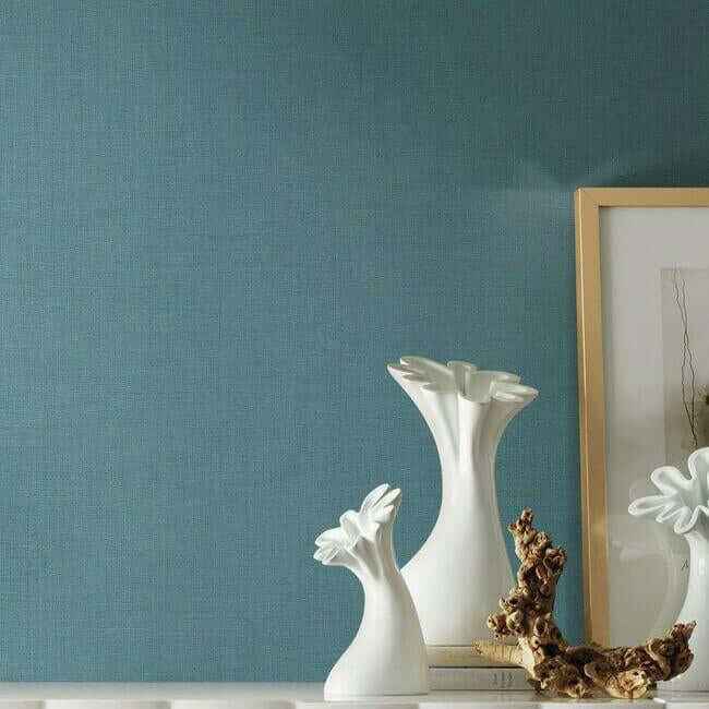 Gesso Weave Teal Wallpaper - York Wallcoverings - 5956 - York Wallcoverings Wallpaper