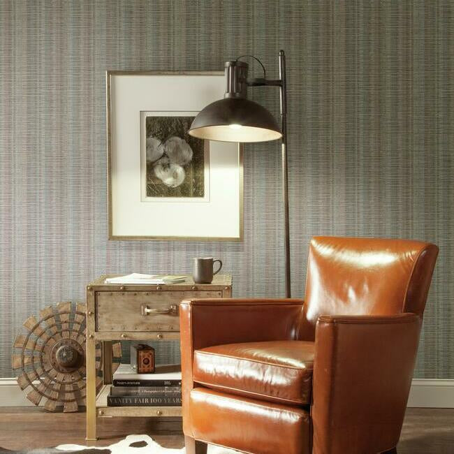 broken-boucle-stripe-wallpaper-beigeredblue-york-wallcoverings-sr1519 - York Wallcoverings Wallpaper