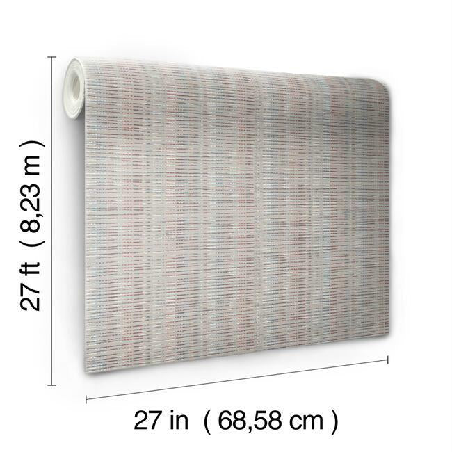 broken-boucle-stripe-wallpaper-beigeredblue-york-wallcoverings-sr1519 - York Wallcoverings Wallpaper
