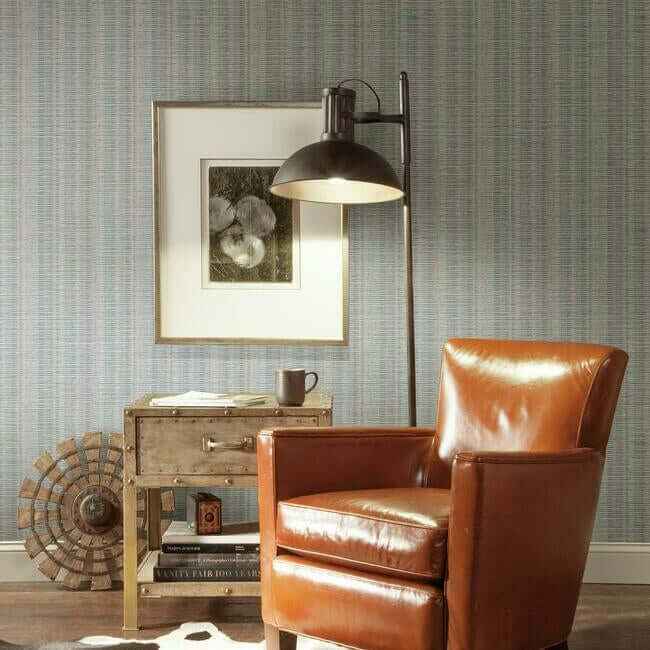 Broken Boucle Stripe Putty & Blue Wallpaper - York Wallcoverings - SR1517 - York Wallcoverings Wallpaper