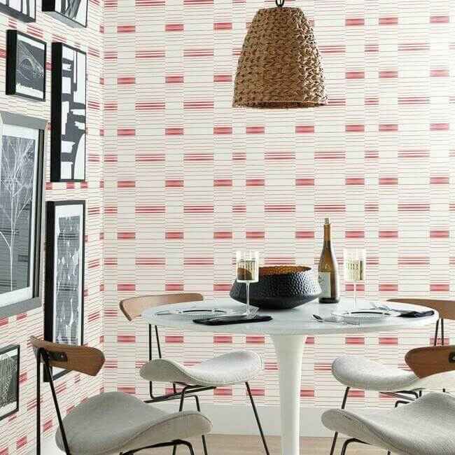 Red & White Dashing Stripe Wallpaper - York Wallcoverings - SR1577 - York Wallcoverings Wallpaper