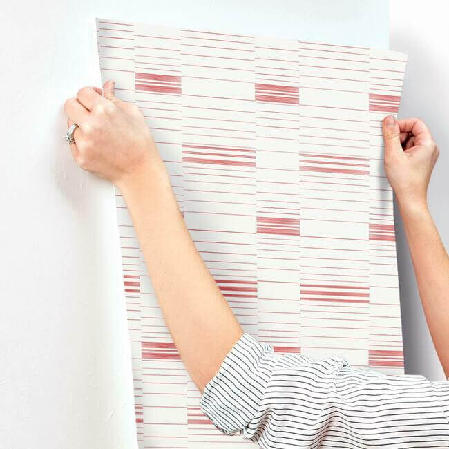 red-white-dashing-stripe-wallpaper-york-wallcoverings-sr1577 - York Wallcoverings Wallpaper