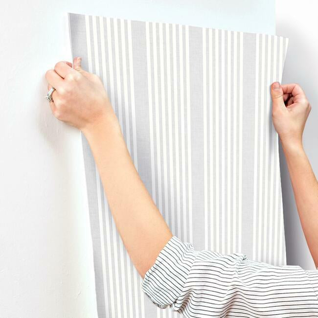 french-linen-stripe-wallpaper-arctic-grey-york-wallcoverings-sr1582 - York Wallcoverings Wallpaper