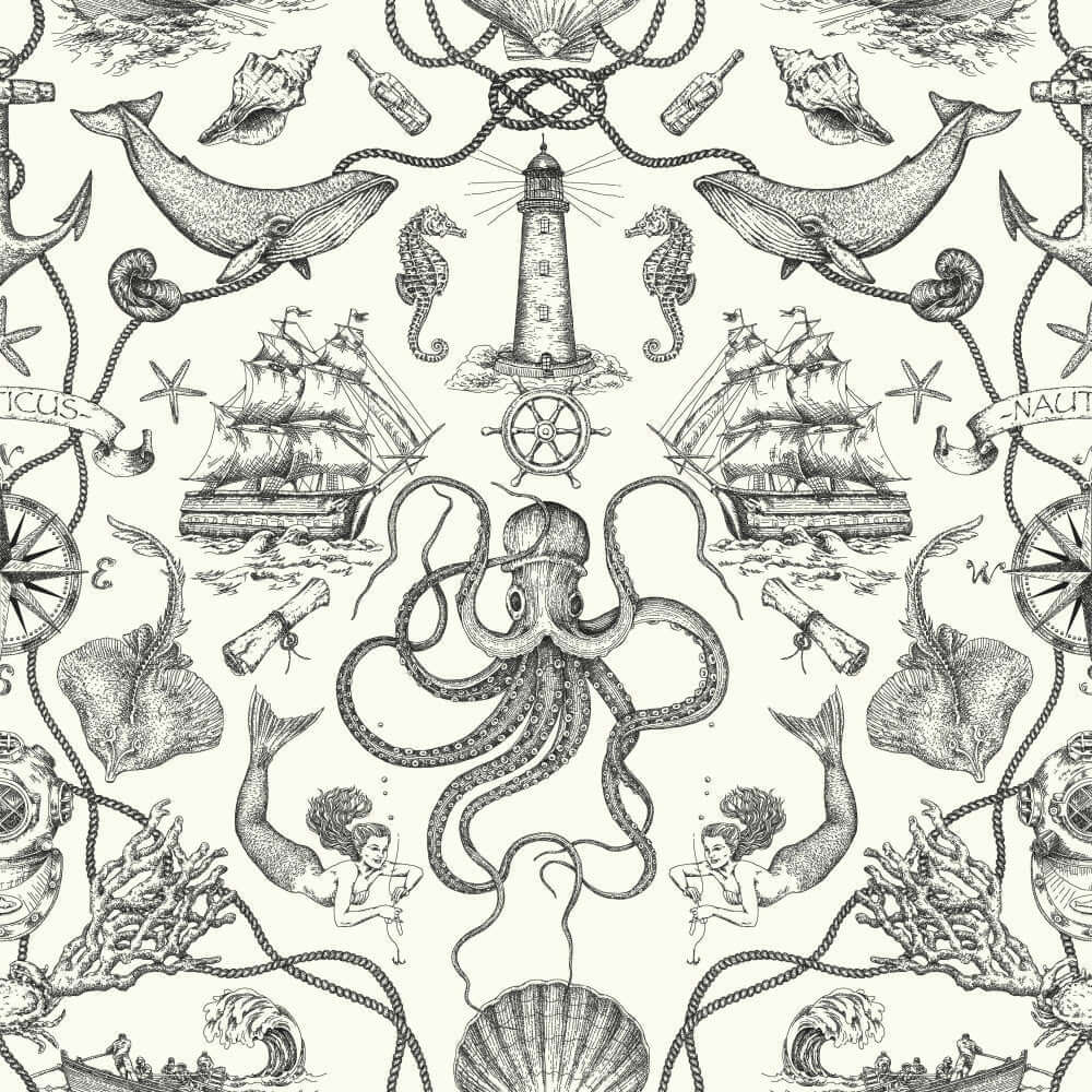 deep-sea-toile-black-wallpaper-york-wallcoverings-ho3360 - York Wallpaper Wallpaper