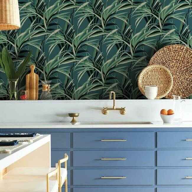 Tropical Paradise Green & Teal Wallpaper - York Wallcoverings - TC2607