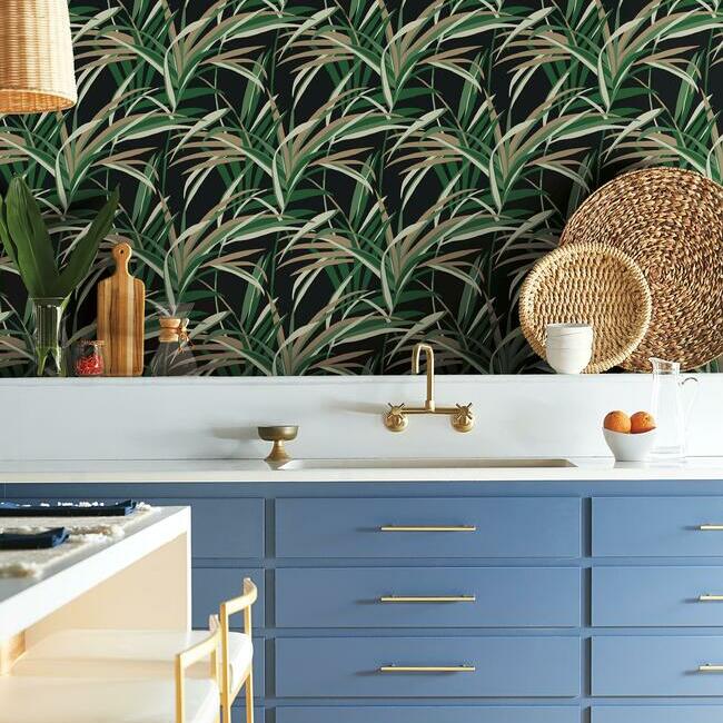 tropical-paradise-wallpaper-greensblack-york-wallcoverings-tc2606 - York Wallcoverings Wallpaper