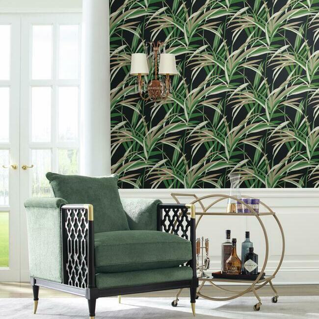tropical-paradise-wallpaper-greensblack-york-wallcoverings-tc2606 - York Wallcoverings Wallpaper