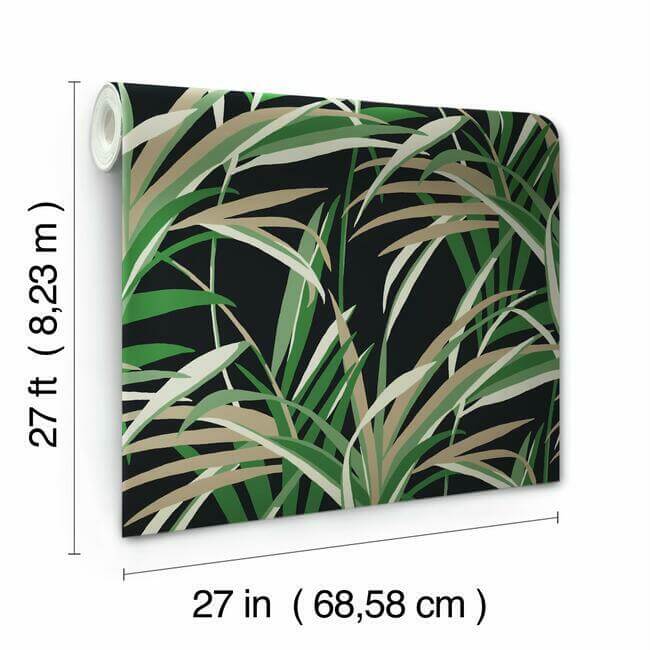 tropical-paradise-wallpaper-greensblack-york-wallcoverings-tc2606 - York Wallcoverings Wallpaper