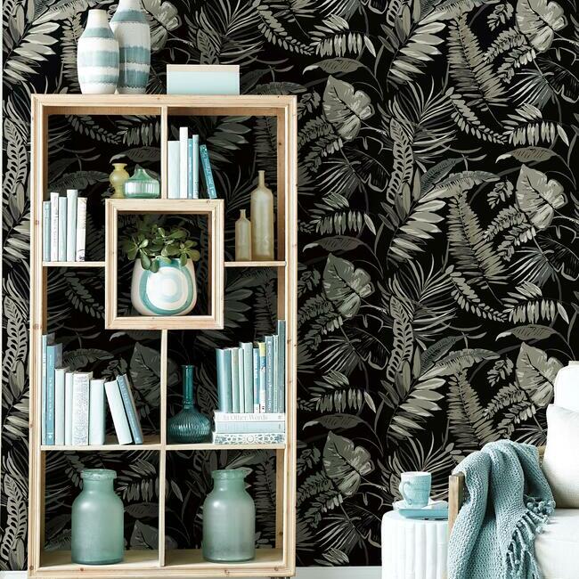 tropical-toss-wallpaper-black-york-wallcoverings-tc2625 - York Wallcoverings Wallpaper