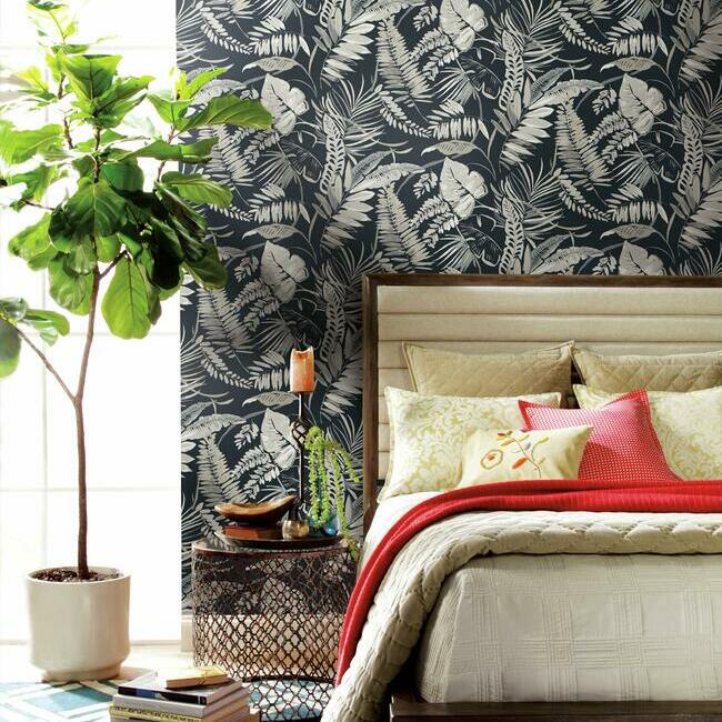 tropical-toss-wallpaper-black-york-wallcoverings-tc2625 - York Wallcoverings Wallpaper