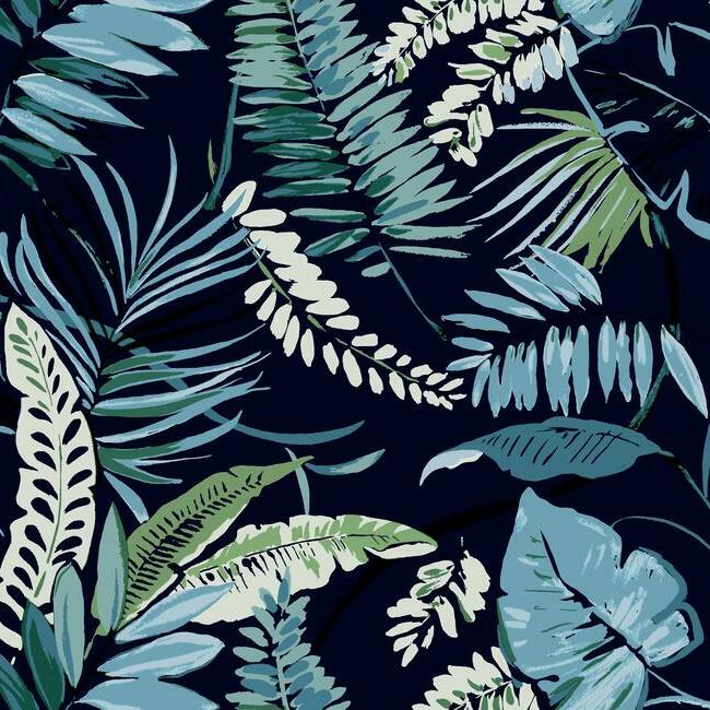tropical-toss-wallpaper-navy-york-wallcoverings-tc2623 - York Wallcoverings Wallpaper
