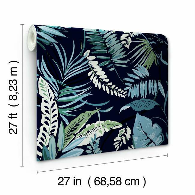 tropical-toss-wallpaper-navy-york-wallcoverings-tc2623 - York Wallcoverings Wallpaper