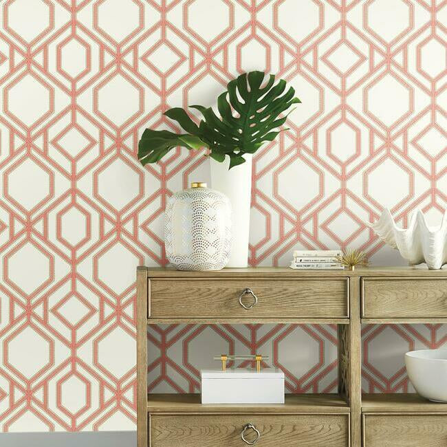 sawgrass-trellis-wallpaper-coral-york-wallcoverings-tc2636 - York Wallcoverings Wallpaper