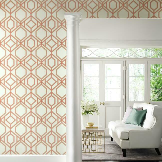 sawgrass-trellis-wallpaper-coral-york-wallcoverings-tc2636 - York Wallcoverings Wallpaper