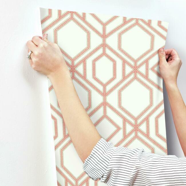 sawgrass-trellis-wallpaper-coral-york-wallcoverings-tc2636 - York Wallcoverings Wallpaper