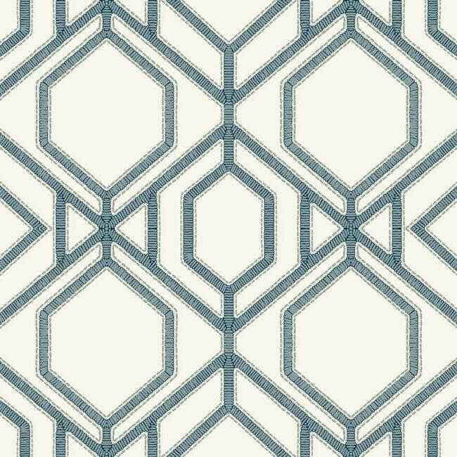 Sawgrass Trellis White & Blue Wallpaper - York Wallcoverings - TC2634 - York Wallcoverings Wallpaper
