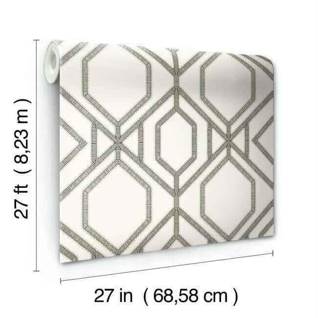 Sawgrass Trellis White & Taupe Wallpaper - York Wallcoverings - TC2635 - York Wallcoverings Wallpaper