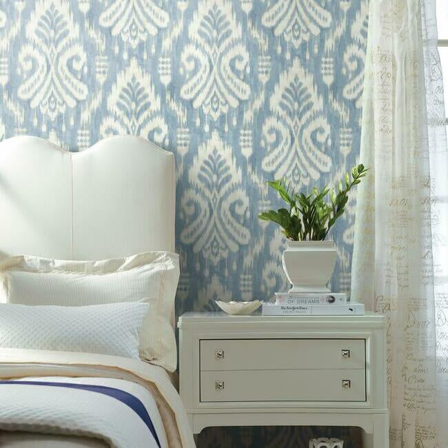 hawthorne-ikat-wallpaper-blue-york-wallcoverings-tc2644 - York Wallcoverings Wallpaper