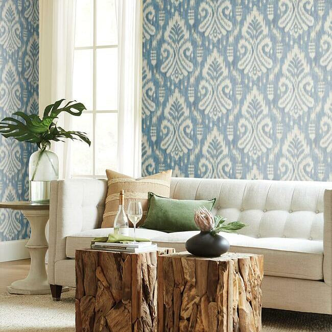 hawthorne-ikat-wallpaper-blue-york-wallcoverings-tc2644 - York Wallcoverings Wallpaper