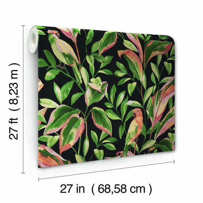 tropical-love-birds-wallpaper-black-york-wallcoverings-tc2651 - York Wallcoverings Wallpaper