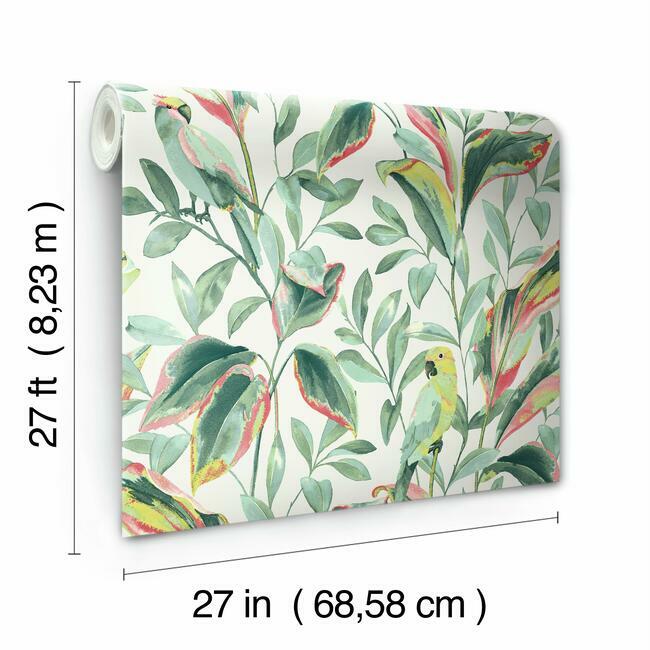 tropical-love-birds-wallpaper-whitecoral-york-wallcoverings-tc2653 - York Wallcoverings Wallpaper