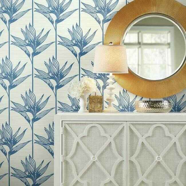 Bird of Paradise Blue Wallpaper - York Wallcoverings - TC2671 - York Wallcoverings Wallpaper