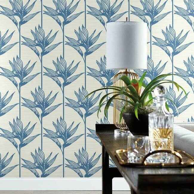 Bird of Paradise Blue Wallpaper - York Wallcoverings - TC2671 - York Wallcoverings Wallpaper