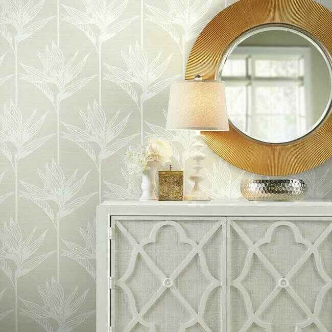 Bird of Paradise Wallpaper White - York Wallcoverings - TC2672 - York Wallcoverings Wallpaper