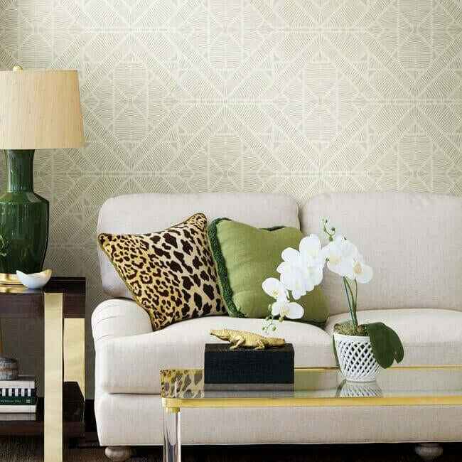 Diamond Macrame Wallpaper Beige - York Wallcoverings - TC2702 - York Wallcoverings Wallpaper