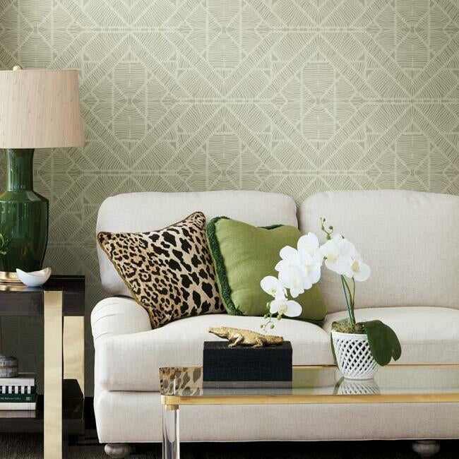 Diamond Macrame Taupe Wallpaper - York Wallcoverings - TC2703 - York Wallcoverings Wallpaper