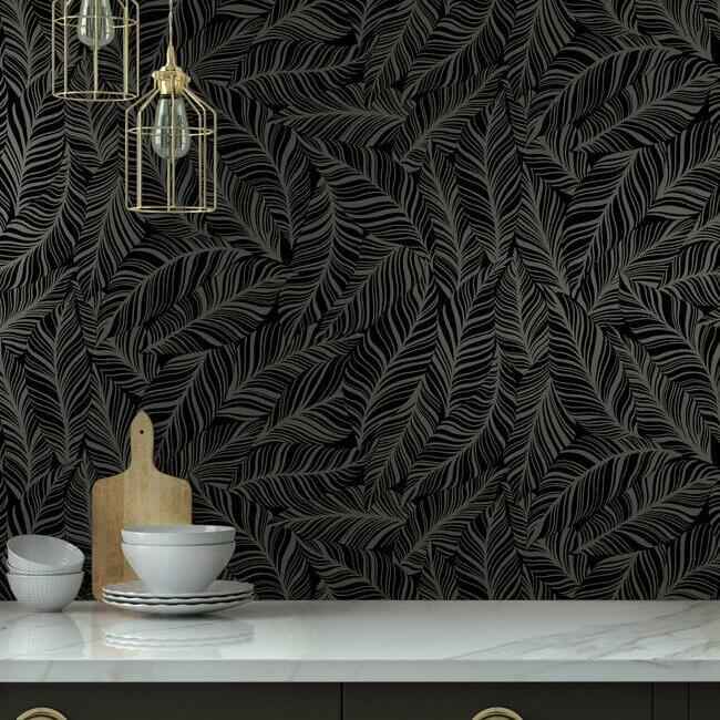 Rainforest Canopy Black Wallpaper - York Wallcoverings - TC2712 - York Wallcoverings Wallpaper