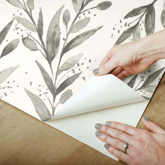 magnolia-home-olive-branch-charcoal-peel-stick-wallpaper-york-wallcoverings-psw1003rl - York Wallpaper Wallpaper
