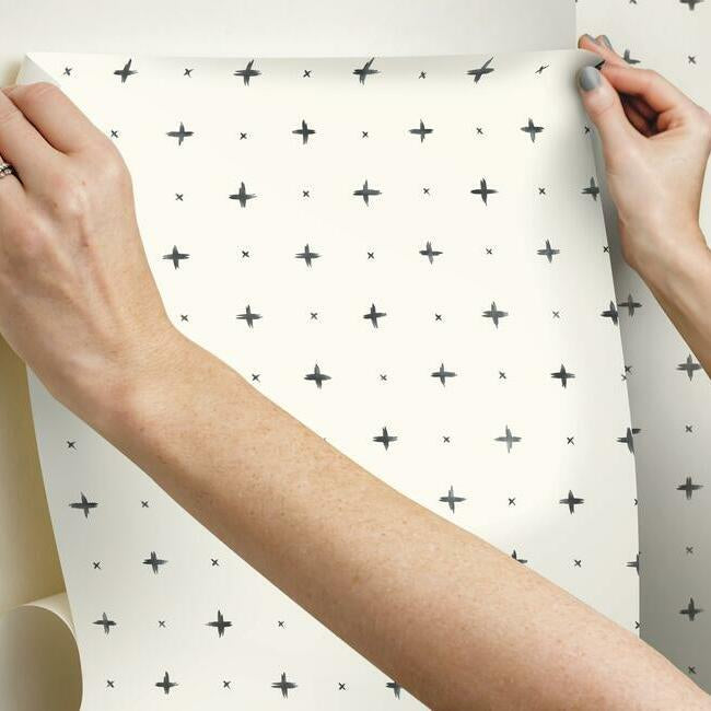 cross-stitch-premium-peel-stick-wallpaper-black-york-wallcoverings-psw1008rl - York Wallcoverings Wallpaper