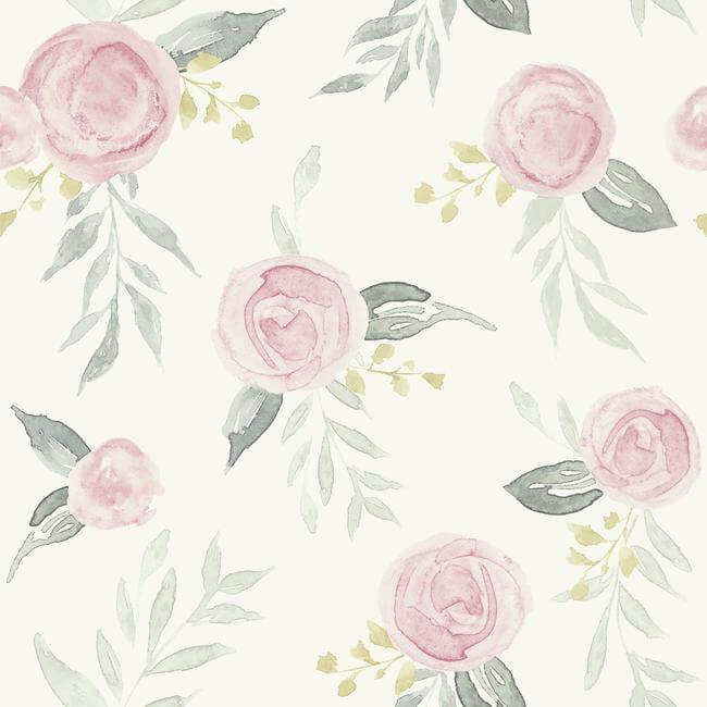 magnolia-home-watercolor-roses-pink-peel-stick-wallpaper-york-wallcoverings-psw1010rl - York Wallpaper Wallpaper