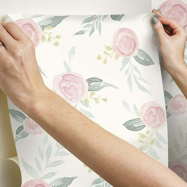magnolia-home-watercolor-roses-pink-peel-stick-wallpaper-york-wallcoverings-psw1010rl - York Wallpaper Wallpaper