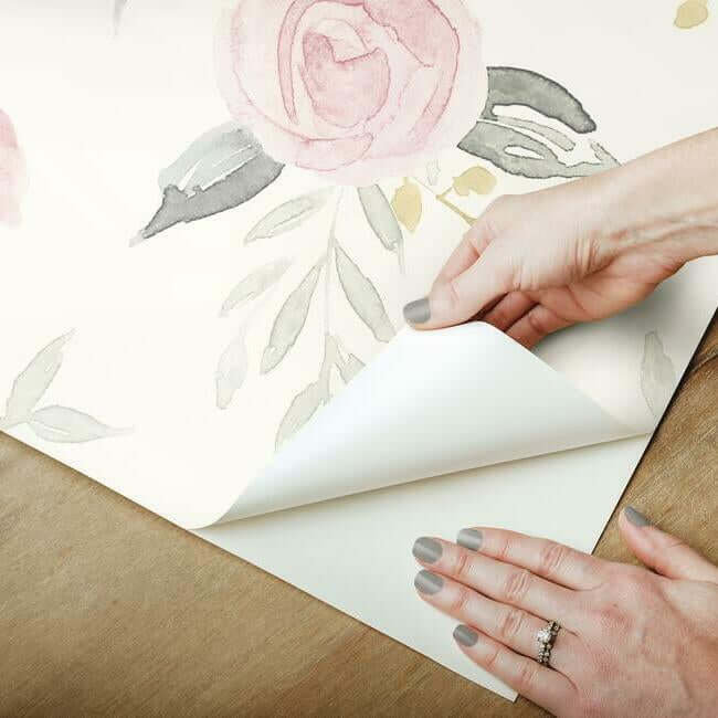 magnolia-home-watercolor-roses-pink-peel-stick-wallpaper-york-wallcoverings-psw1010rl - York Wallpaper Wallpaper