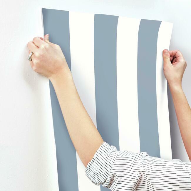 awning-stripe-wallpaper-chambray-york-wallcoverings-cv4443 - York Wallcoverings Wallpaper
