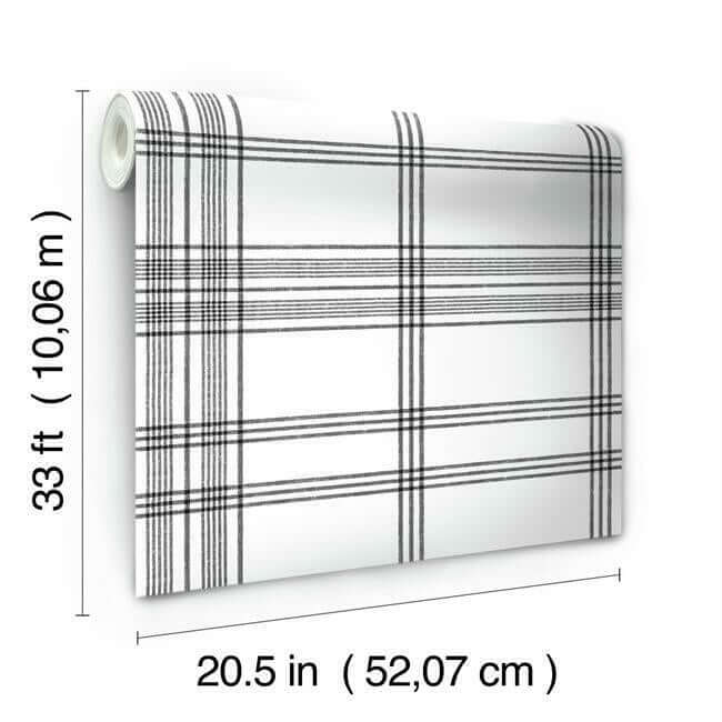 charter-plaid-black-wallpaper-york-wallcoverings-cv4464 - York Wallpaper Wallpaper