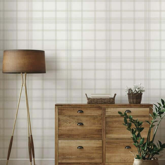 charter-plaid-off-white-wallpaper-york-wallcoverings-cv4466 - York Wallpaper Wallpaper