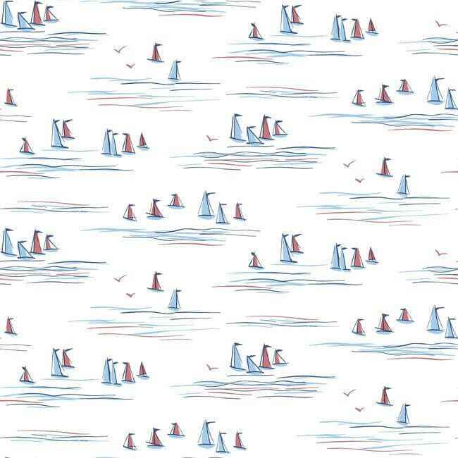 Full Sails Blue & Red Wallpaper - York Wallcoverings - CV4461 - York Wallcoverings Wallpaper