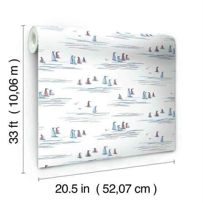 Full Sails Blue & Red Wallpaper - York Wallcoverings - CV4461 - York Wallcoverings Wallpaper